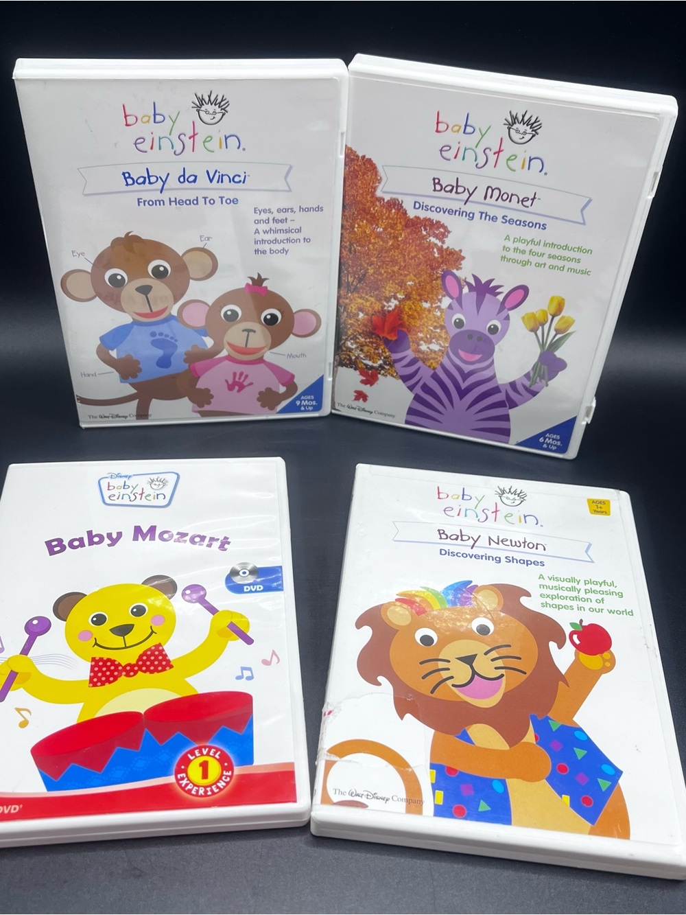 Baby Einstein DVD Lot Of 4~ Newton, Da Vinci, Monet, Mozart~ Tested